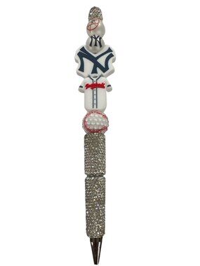 New York Yankees Themed Rhinestone Decorated Ballpoint Pen With Baseball & Jerse
